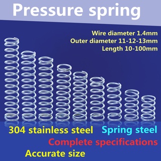 【AZY】สปริงบีบอัด Sus304 เส้นผ่านศูนย์กลางภายนอก D1.4 มม. ยาว 11 12 13 มม. 10-100 มม. 5 ชิ้น