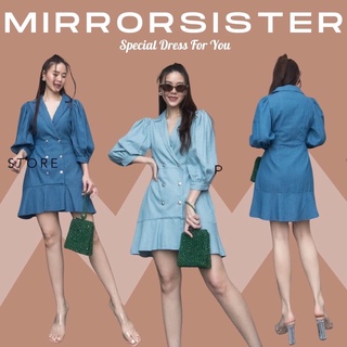 Code : 01209.1 เดรสยีนส์ เดรสยีนส์ทรงสูท เดรสคอปก เดรสออกงาน งานป้าย mirrorsister