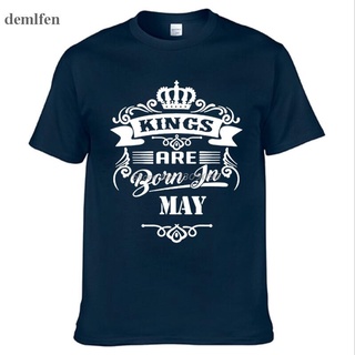 [S-5XL] เสื้อยืดคอกลม ผ้าฝ้าย พิมพ์ลาย Novelty Kings Are Born In May สไตล์ฮิปฮอป แฟชั่นสําหรับผู้ชาย