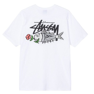 คนดัง Gildant-US Tide Stussy/Stuciปลาคาร์พสต็อกKoi Roseแขนสั้นผู้ชายและผู้หญิงคู่ฤดูร้อนคู่เสื้อยืด คอกลม