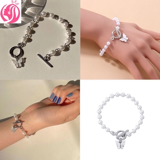 ภาพขนาดย่อของสินค้าCOD Temperament Pearl Butterfly Pendant Bracelet Women Wild Retro Bracelet 1PCS