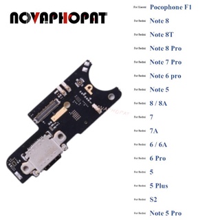 บอร์ดปลั๊กชาร์จไมโครโฟน USB สําหรับ Xiaomi Redmi Pocophone F1 Note 8 8T Note 5 8A 7 7A 6 6A 6Pro 5 5Plus S2 5Pro Plus Pro