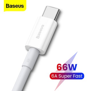 Baseus 66W สายเคเบิลชาร์จ USB Type C 6A สําหรับ Huawei P40 P40Pro Mate40 วัตต์