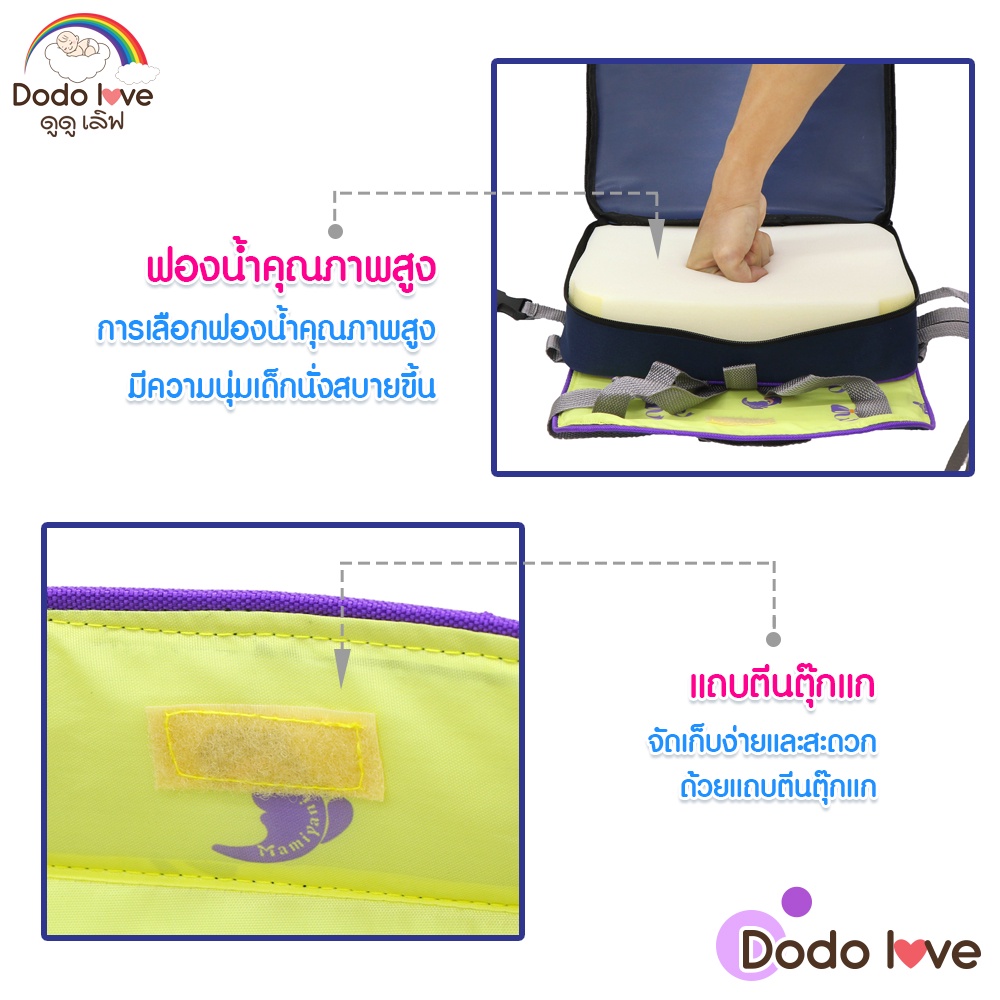 dodolove-ที่นั่งกินข้าวเด็กแบบกระเป๋า-เบาะรองนั่ง-เบาะเสริมนั่งเก้าอี้เด็ก-แบบพกพา-มีสายสะพาย