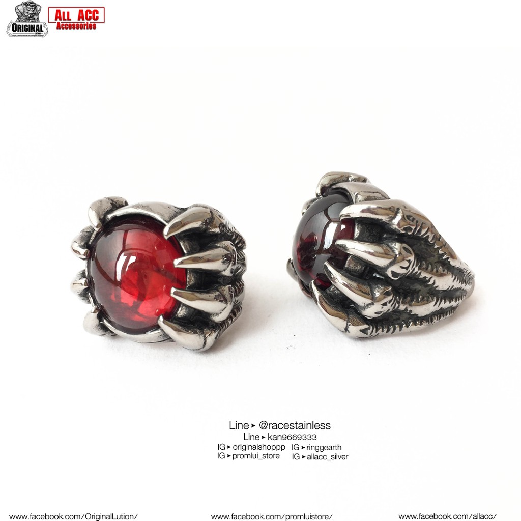 แหวนกงเล็บ-แหวนพลอยแดง-แหวนกงเล็บพลอยแดง-แหวนทับทิม-สแตนเลสแท้-stainless-316l-แหวนผู้ชาย-แหวนแฟชั่น-แหวนเท่ๆ-แหวนสแตนเลส