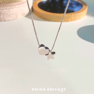 earika.earrings - the heart star necklace สร้อยคอจี้หัวใจดาวเงินแท้ S92.5 ปรับขนาดได้