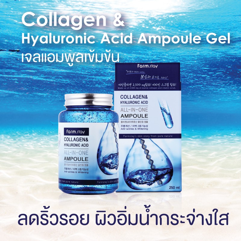 ภาพสินค้าFarmstay Collagen & Hyaluronic Acid All in One Ampoule เซรั่ม​คอลลาเจน​ ดังมากในเกาหลี จากร้าน whanpanisy บน Shopee ภาพที่ 4