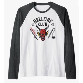 [พร้อมส่ง] Stranger Things 4 Hellfire Club Logo Raglan Baseball Tee เสื้อ มือหนึ่ง ของแท้ 100%