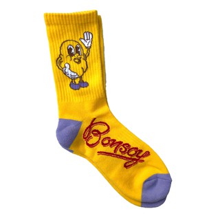 Bonsoy Socks ถุงเท้าแบบยาว ลายบอนซอย สีเหลือง