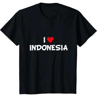 เสื้อยืดผ้าฝ้ายพรีเมี่ยม เสื้อยืด พิมพ์ลาย I Love Indonesia หัวใจ สีแดง ออกแบบดี เหมาะกับวันหยุด ผู้ชาย และผู