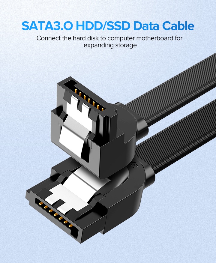 มุมมองเพิ่มเติมของสินค้า UGREEN-Cable 3,0 para disco duro SSD HDD SATA 3, Cable de ngulo recto para Asus MSI, Gigabyte, Cable de placa base Sata