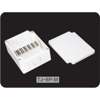 TJ-6P-M : Terminal Block Box IP66 (กล่องพลาสติก พร้อมเทอร์มินอลบล็อก)TIBOX , Size : 75x91x43 mm.