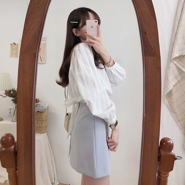 เสื้อจั๊มเอวแขนยาว-สามารถผูกโบว์ข้างหลังได้