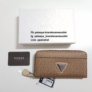 Guess leather wallet แท้💯💯💯กระเป๋าสตางค์ใบยาวรุ่นซิปรอบ ด้านหน้าแต่งโลโก้แบรนด์