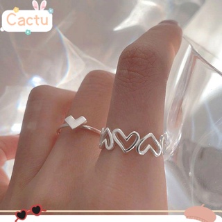 CACTU New Open Ring Party Accessories Heart Shape Adjustable Cute Fashion Heart Shape Silver Color Hollowed