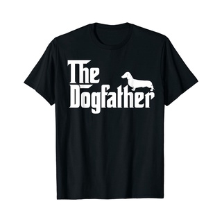 เสื้อยืดผ้าฝ้ายพิมพ์ลายขายดี เสื้อยืดแขนสั้น ผ้าฝ้าย พิมพ์ลาย The Dogfather Dachshund Father Dog Lover สวมใส่สบาย แฟชั่น