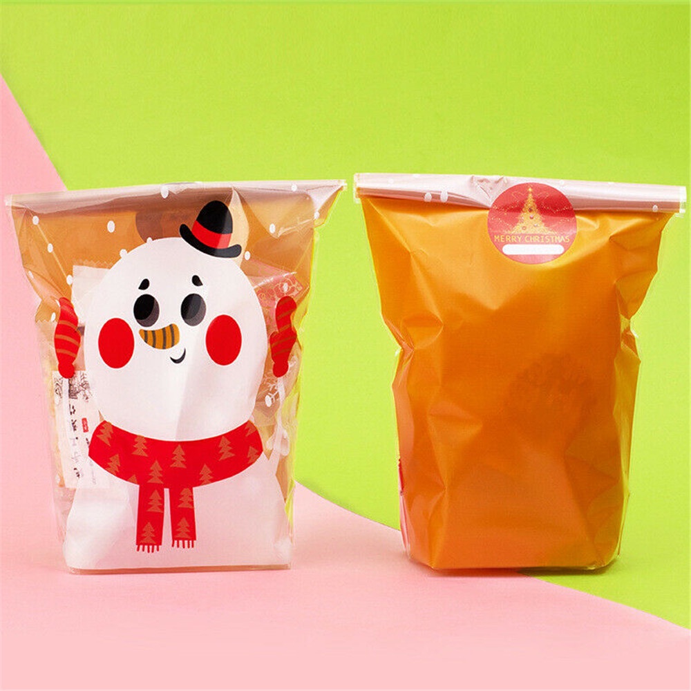 ถุงกระดาษแก้วถุงขนมคุกกี้ซานตาคริสต์มาส-diy-100-ชิ้น