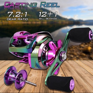 ภาพขนาดย่อของสินค้าBaitcasting Reels 12 + 1BB 7.2: 1 อัตราทดเกียร์ EVA จับลากสูงสุด 8 กก. สำหรับตกปลาน้ำจืด รอกสปินนิ่ง