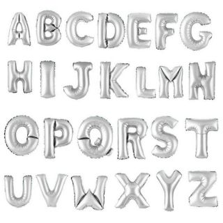 ลูกโป่งฟรอยด์ตัวอักษร A-Z ขนาด16นิ้ว สีเงิน