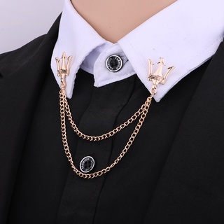 เวอร์ชั่นเกาหลี สามง่าม Pin แต่งขอบโซ่ เข็มกลัดปกเสื้อ โซ่ สูทขนาดเล็ก ผู้ชายและผู้หญิง เข็มกลัด อุปกรณ์เสริม