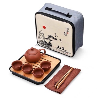 ชุดชงชาดินเผา แบบพกพา ชุดชงชากระเป๋า กาดินเผา ชุดน้ำชา ของขวัญ Gift Giftset teapot