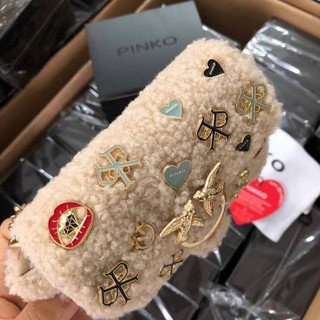 Pinko Tiny Love Bag Furry in faux fur with pins ใหม่ล่าสุด!!!