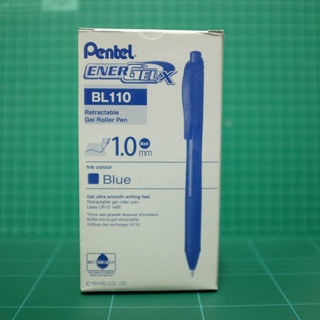 Pentel Energel X BL110 ปากกาหมึกเจล เพนเทล หมึกสีน้ำเงิน (1กล่อง/12ด้าม) หัว 1.0 มม. ปากกาแบบด้ามกด หมึกแห้งไว