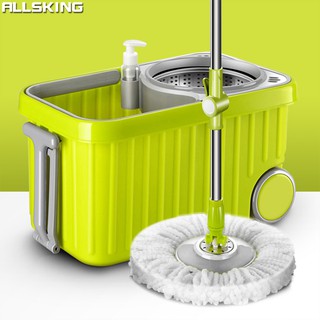 Allsking ถังปั่น ชุดถังปั่น ถังปั่นถูพื้น ถังปั่นไม้ม็อบ Spin mop อุปกรณ์ถูพื้น ม็อบสแตนเลส ใช้งานสะดวก