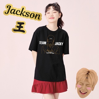 เสื้อยืดลําลอง คอกลม พิมพ์ลาย Got 7 Jackson Wang สีดํา แฟชั่นสําหรับสตรี