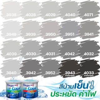 Beger คูลออลพลัส สีเทา ฟิล์มด้าน ภายนอก+ภายใน ขนาด 1L สีทาบ้าน สีบ้านเย็น เกรด 10 ปี สีบ้านเย็น