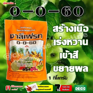 สินค้า 🍉🍎 ชาลีเฟรต 0-0-60 โพแทสเซียมคลอไรด์ สร้างเนื้อ เร่งหวาน เข้าสี ขยายผล เร่งผล เร่งหัว ปุ๋ยพ่นทางใบ ปุ๋ยหวาน