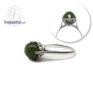 Finejewelthai แหวนหยก-แหวนเงิน-แหวนพลอย-หยกแท้-เงินแท้-พลอยประจำเดือนเกิด-Jade-Birthstone-Silver-Ring - R1363jd