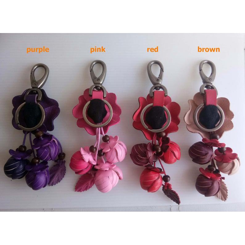 พวงกุญแจสำหรับกระเป๋า-ลายดอกไม้-ดอกกุหลาบ-2-rose-flower-มีหลายสีให้เลือก-ทำจากหนังแท้-no-07-2