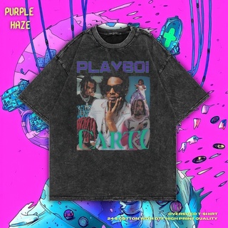 เสื้อยืด ขนาดใหญ่ พิมพ์ลาย Haze Playboi Carti สีม่วง | หินล้างทําความสะอาด | เสื้อยืด พิมพ์ลาย Playboi Carti | เสื้อแร็ป