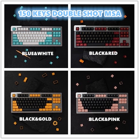 150 คีย์ ABS Keycaps Double Shot MSA โปรไฟล์สําหรับ Gateron Cherry MX ...