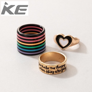 Color acrylic drip ring letter love simple wear three-piece ring female for girls for women lo
