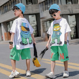 🌟ความนิยมล่าสุด เสื้อผ้าเด็กชายชุดสูทแขนสั้นฤดูร้อน 2022 เด็กใหญ่เด็กเกาหลีชุดทูพีซ