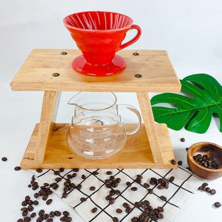 ชุดดริปกาแฟ (ถ้วยดริป + โถกาแฟ + ฐานไม้ดริปกาแฟ รูเดียว)