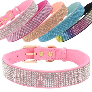 Crystal Cat Dog Collars Fancy Small Bling Rhinestone Leather Dog Collar Cat Necklace