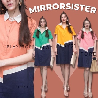 🔖ป้าย Mirrorsister​ 01022.1 เดรสเชิ้ตสั้นตัดต่อสลับสี 3สี ตัดต่อตรงกลางลำตัวซิคแซค2ฝั่ง เพิ่มลูกเล่นไม่ซ้ำใคร