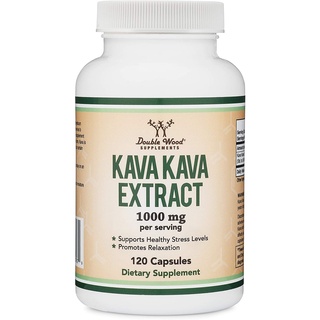 สินค้า Double Wood Kava Kava Extract 1,000mg 120 Capsules ลดความเครียด ความกังวล เพิ่มความผ่อนคลาย คาวาแลคโทน (Kavalactones)