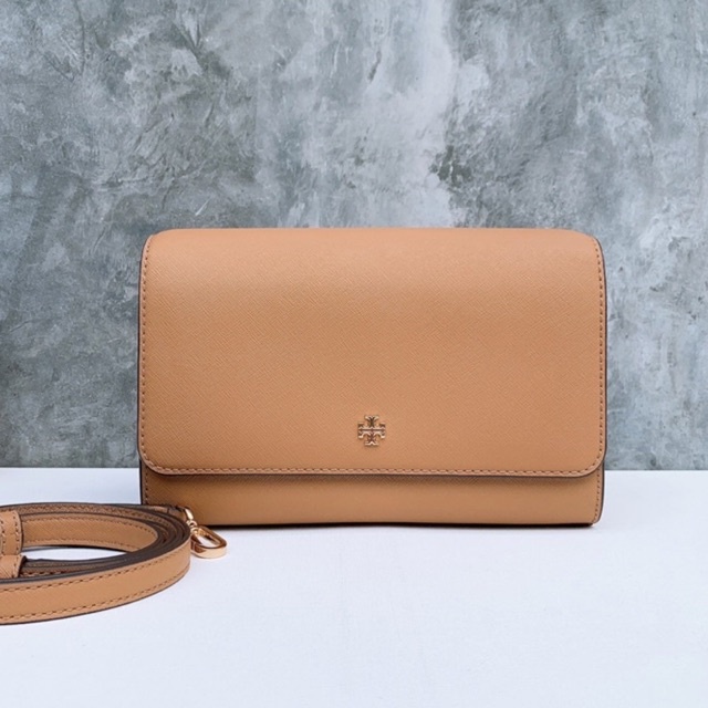 🎀 (สด-ผ่อน) กระเป๋าสะพาย 9 นิ้ว สีน้ำตาล 78603 Tory burch Emerson Combo  Crossbody saffiano le