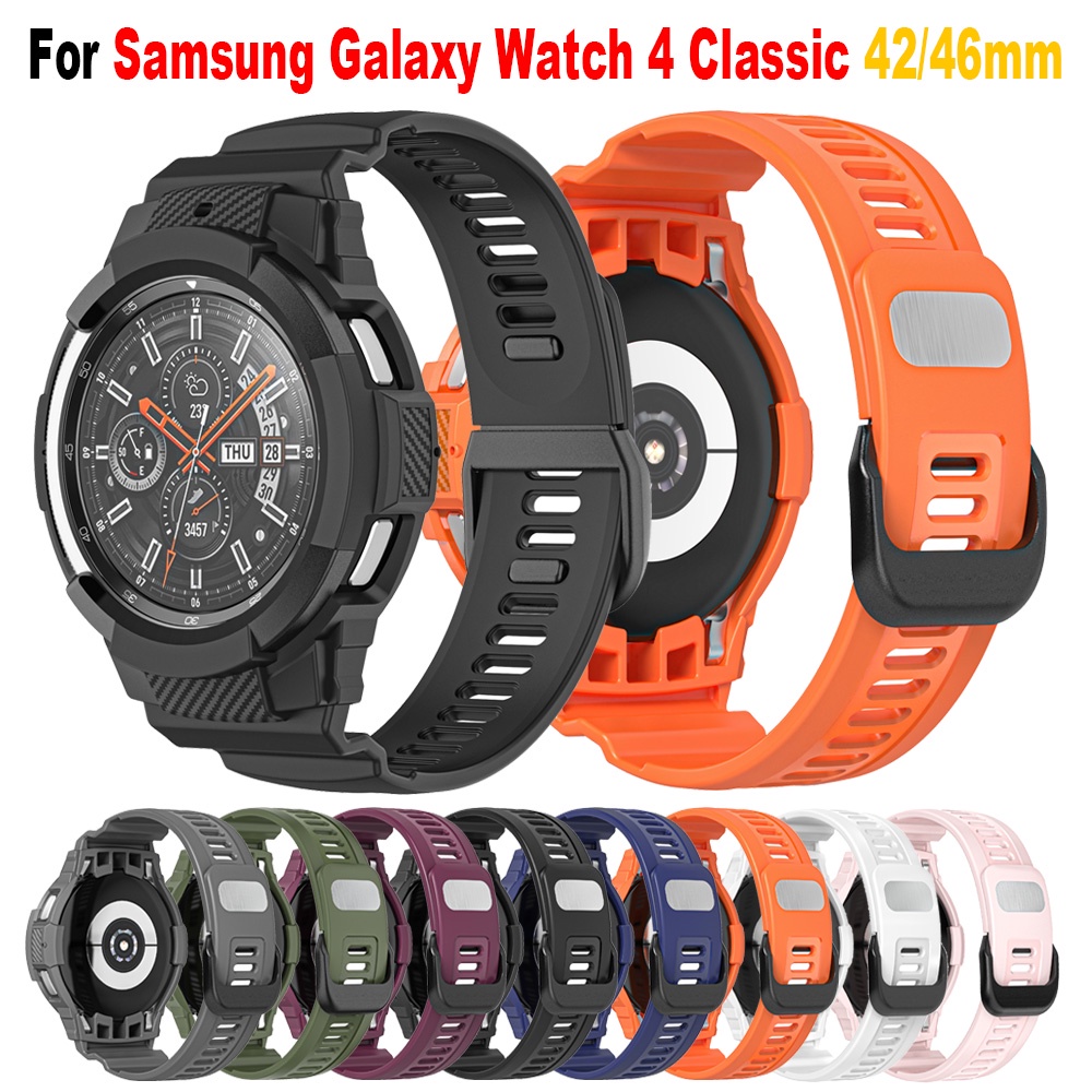 ภาพหน้าปกสินค้าสายนาฬิกาข้อมือซิลิโคน พร้อมเคส แบบเปลี่ยน สําหรับ Samsung Galaxy Watch 4 Classic 42mm 46mm จากร้าน chaeui.th บน Shopee