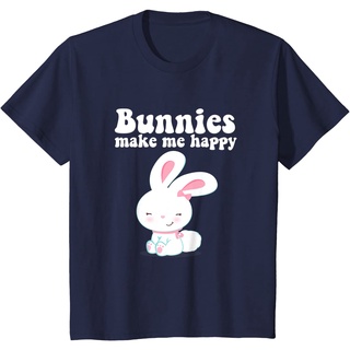 เสื้อยืดผ้าฝ้ายพรีเมี่ยม เสื้อยืด พิมพ์ลาย BUNNIES MAKE ME HAPPY น่ารัก สําหรับแม่ และเด็กวัยหัดเดิน