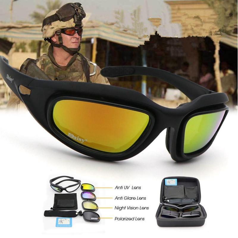 DAISY C5 Polarized แว่นตาทหารทหารแว่นตากันแดด 4 ชุดเลนส์ชายพายุทะเลทรายเกมแว่นตายุทธวิธีกีฬา