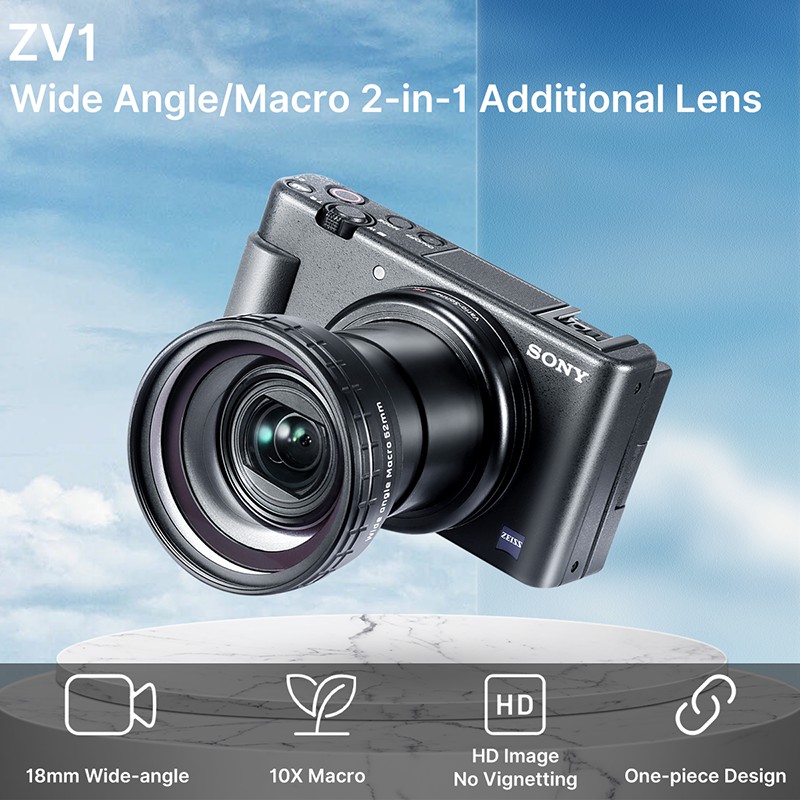 ภาพหน้าปกสินค้าเลนส์มุมกว้าง 18 มม. สำหรับ Sony ZV1 ULANZI WL-1 ZV1 18 มม. 10X มาโคร 2-in-1 สำหรับเลนส์กล้อง Sony ZV1 จากร้าน ulanzioffical.th บน Shopee