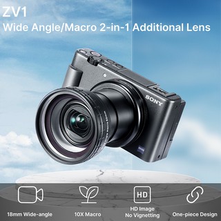 ภาพขนาดย่อของภาพหน้าปกสินค้าเลนส์มุมกว้าง 18 มม. สำหรับ Sony ZV1 ULANZI WL-1 ZV1 18 มม. 10X มาโคร 2-in-1 สำหรับเลนส์กล้อง Sony ZV1 จากร้าน ulanzioffical.th บน Shopee
