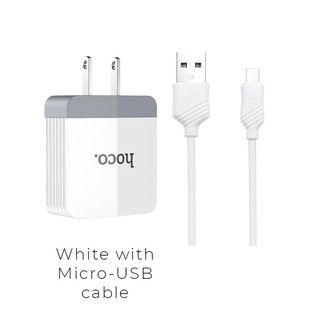 ชุดหัวชาร์จพร้อมสาย Hoco Wall charger “C13A” US plug single USB charging adapter with 1m Micro USB Cable