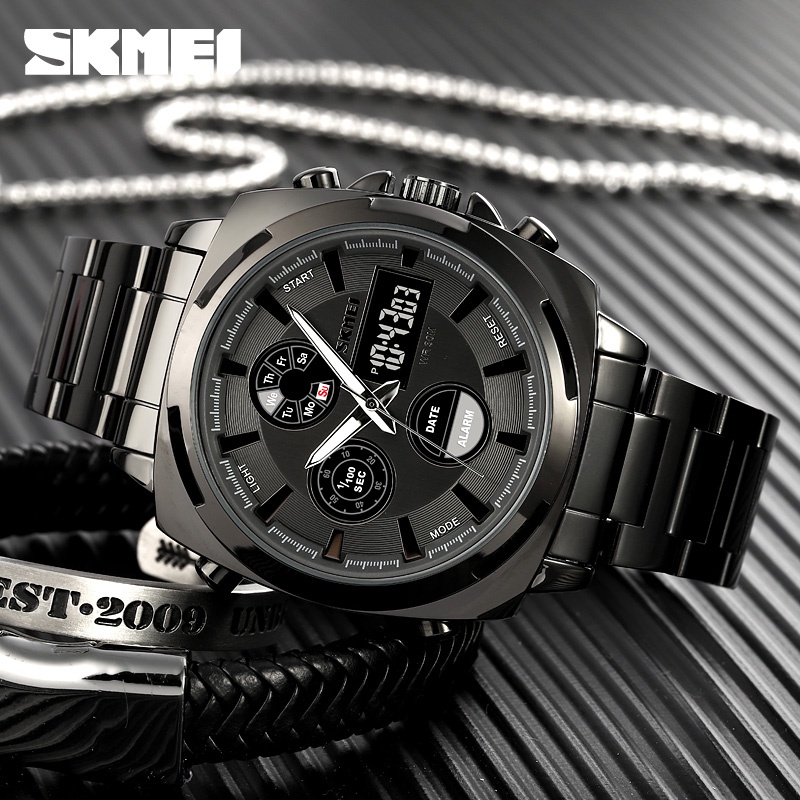skmei-นาฬิกาข้อมือสปอร์ต-สายสแตนเลส-กันน้ํา-แบรนด์หรู-แฟชั่นสําหรับผู้ชาย