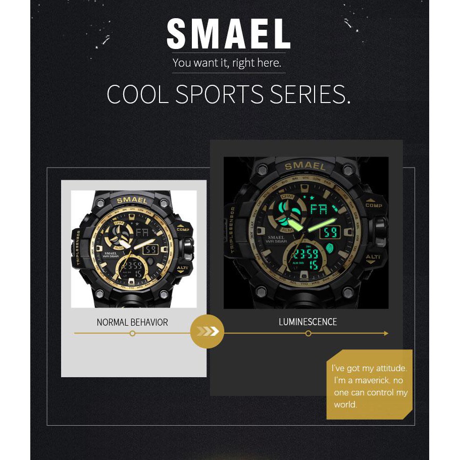 smael-รุ่น-1545c-นาฬิกาข้อมือ-นาฬิกาแฟชั่น-ผู้ชาย-watch-waterproof-fashion-watch-men-sport-analog-quartz-สีกากี